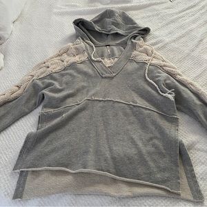 Free People Gray Tunic Hoodie Chunky Knit